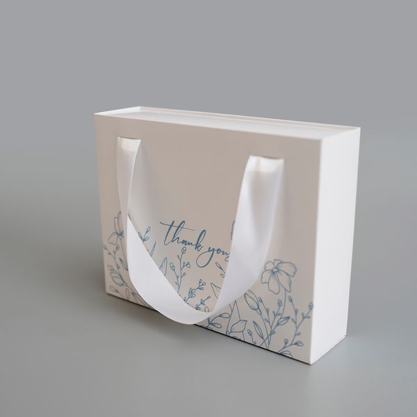 20х15х5 коробка-сумка біла "Thank you" квітковий принт №1 0046 фото