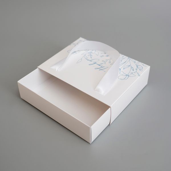 20х15х5 коробка-сумка біла "Thank you" квітковий принт №1 0046 фото